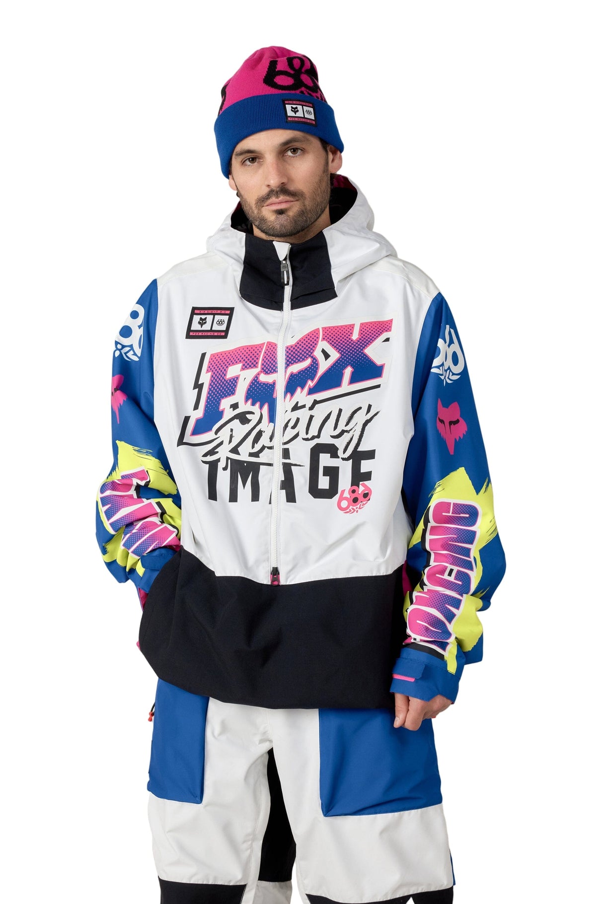 686 Fox Racing Shell Anorak Snow Jacket Fox White Colorblock 2026 Men's Snow Jackets 686 