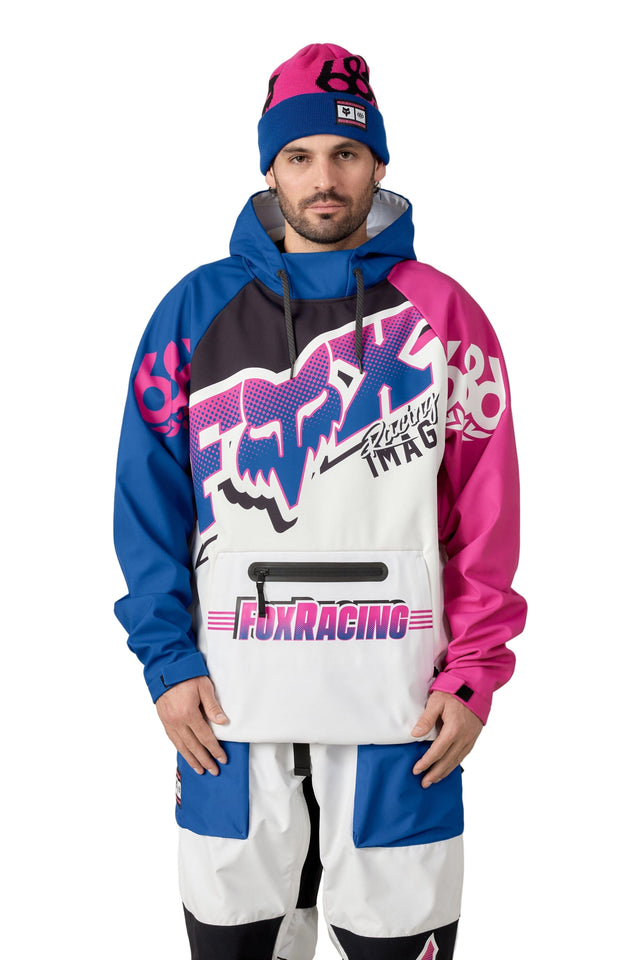 686 Fox Racing Waterproof Hoodie Fox White Colorblock Men's Pullover Hoodies 686 