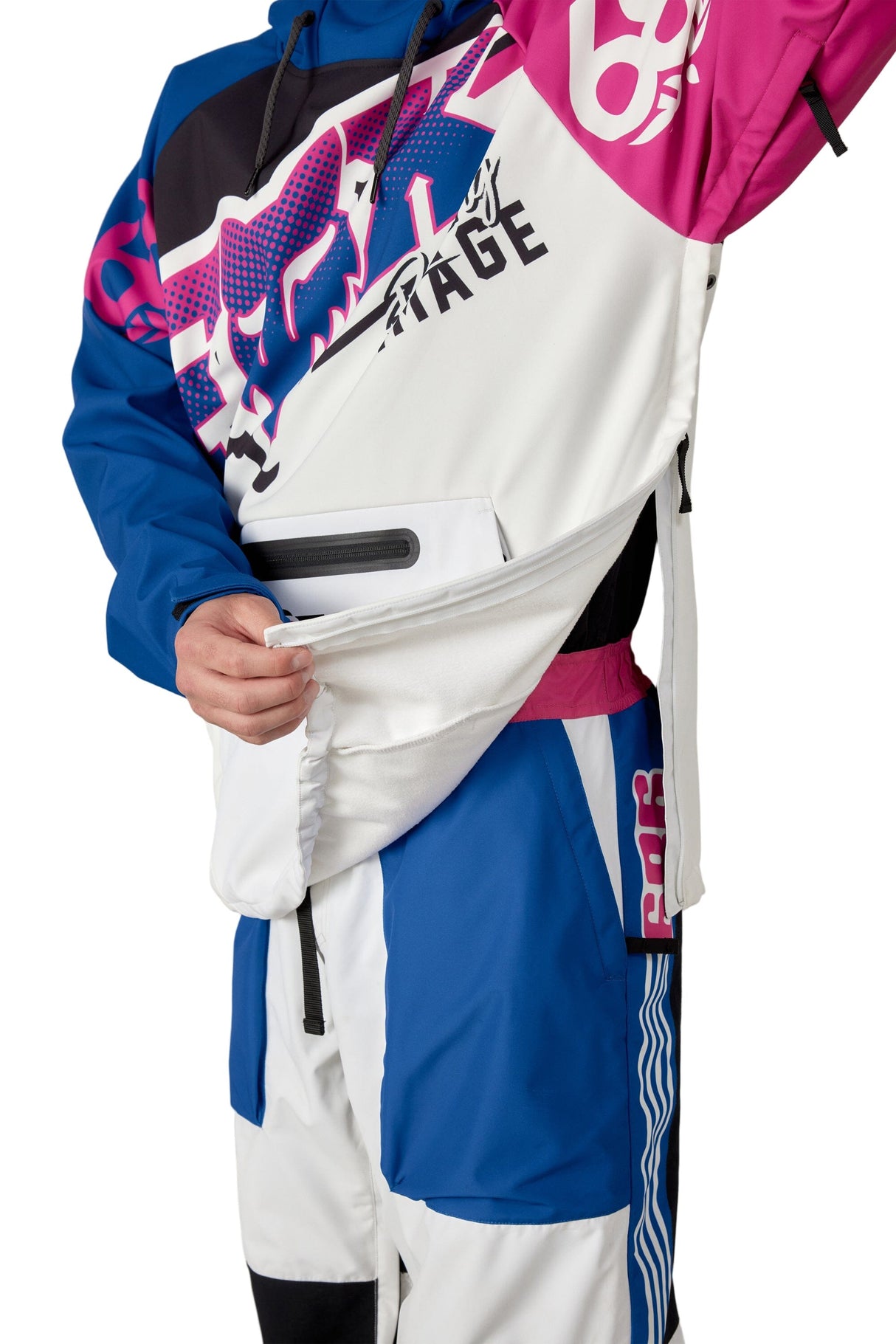 686 Fox Racing Waterproof Hoodie Fox White Colorblock Men's Pullover Hoodies 686 