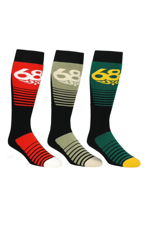 686 Moto Snow Socks 3 Pack Assorted Men's Snowboard Socks 686 
