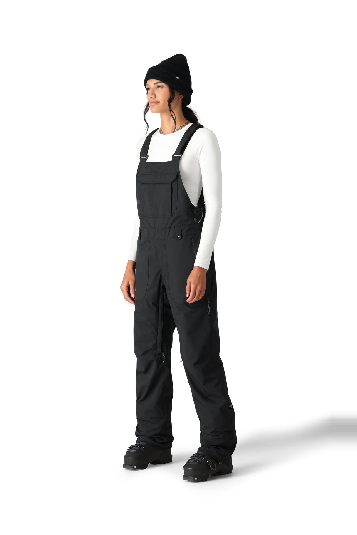 686 Women's Black Magic Insulated Bib Snowboard Pants Black Geo Jacquard 2025 Women's Snow Bib Pants 686 