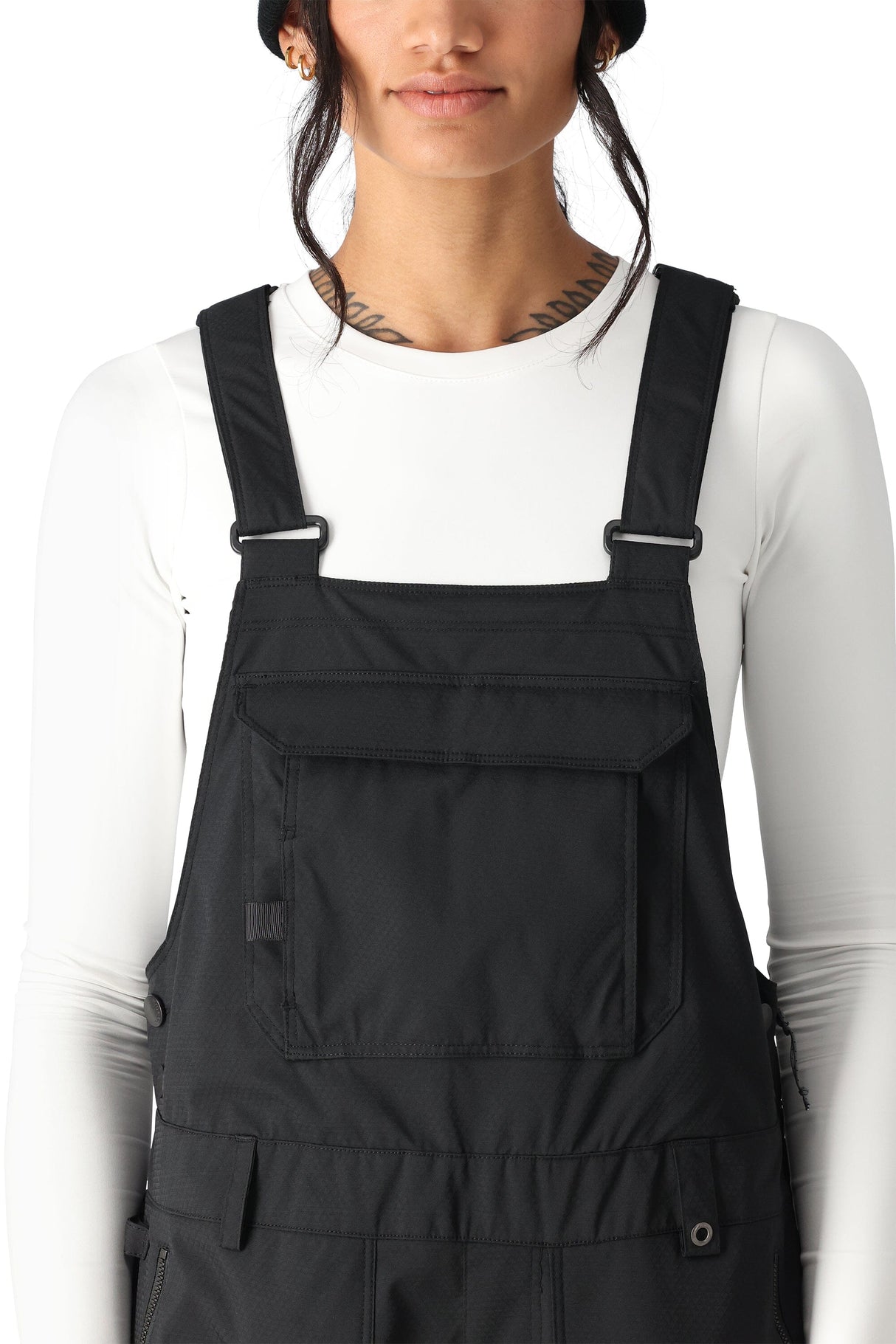 686 Women's Black Magic Insulated Bib Snowboard Pants Black Geo Jacquard 2025 Women's Snow Bib Pants 686 