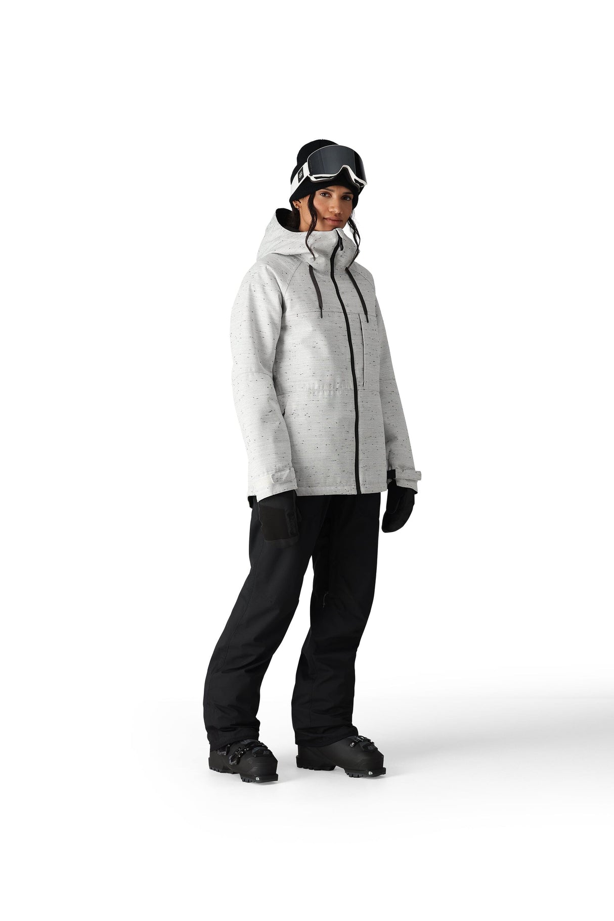 686 Women's Black Magic Insulated Bib Snowboard Pants Black Geo Jacquard 2025 Women's Snow Bib Pants 686 