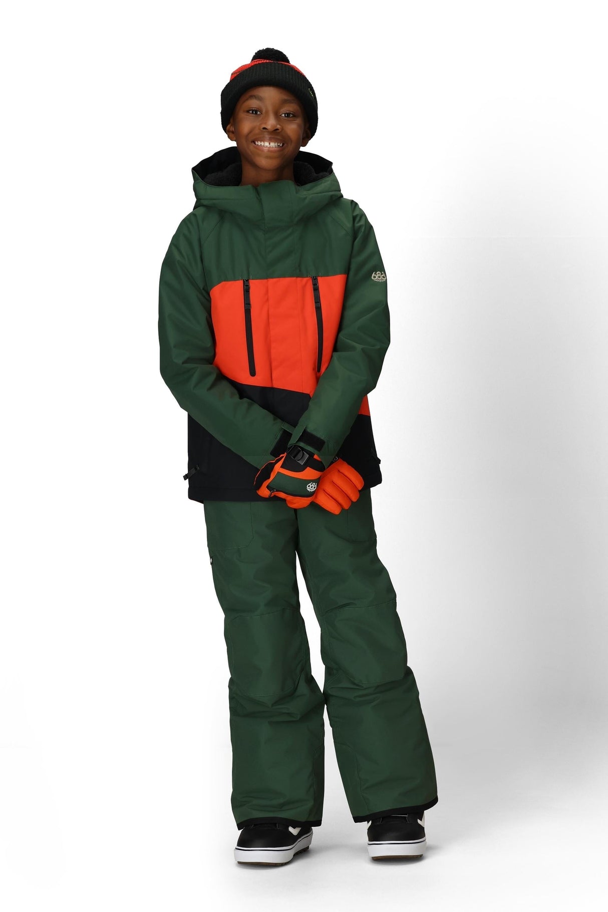 686 Youth Geo Insulated Snow Jacket Moss Green Colorblock 2026 Youth Snow Jackets 686 