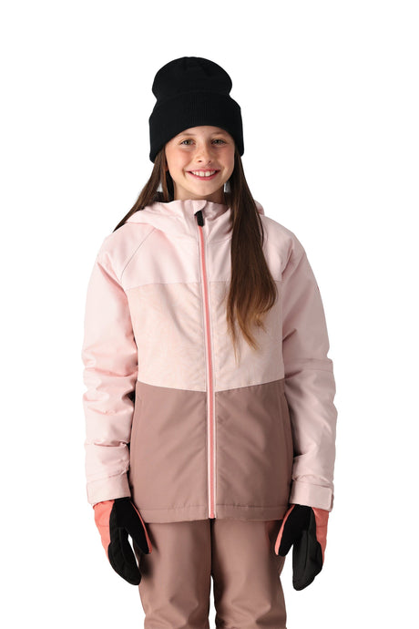 686 Girl's Athena Insulated Snowboard Jacket Pink Pearl Colourblock 2025 Youth Snow Jackets 686 