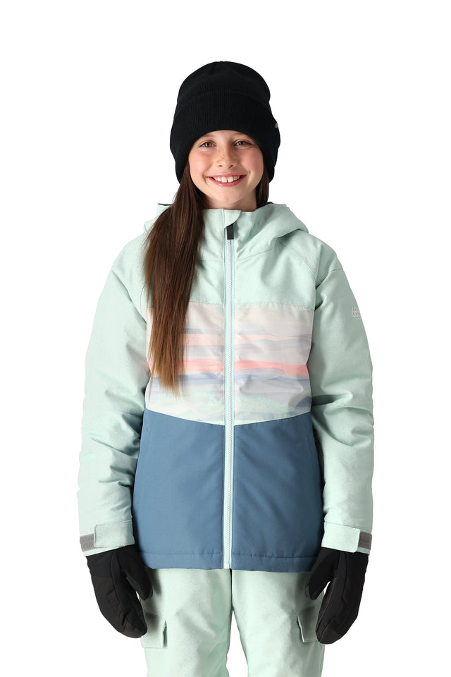 686 Girl's Athena Insulated Snowboard Jacket Seaglass Colourblock 2025 Youth Snow Jackets 686 