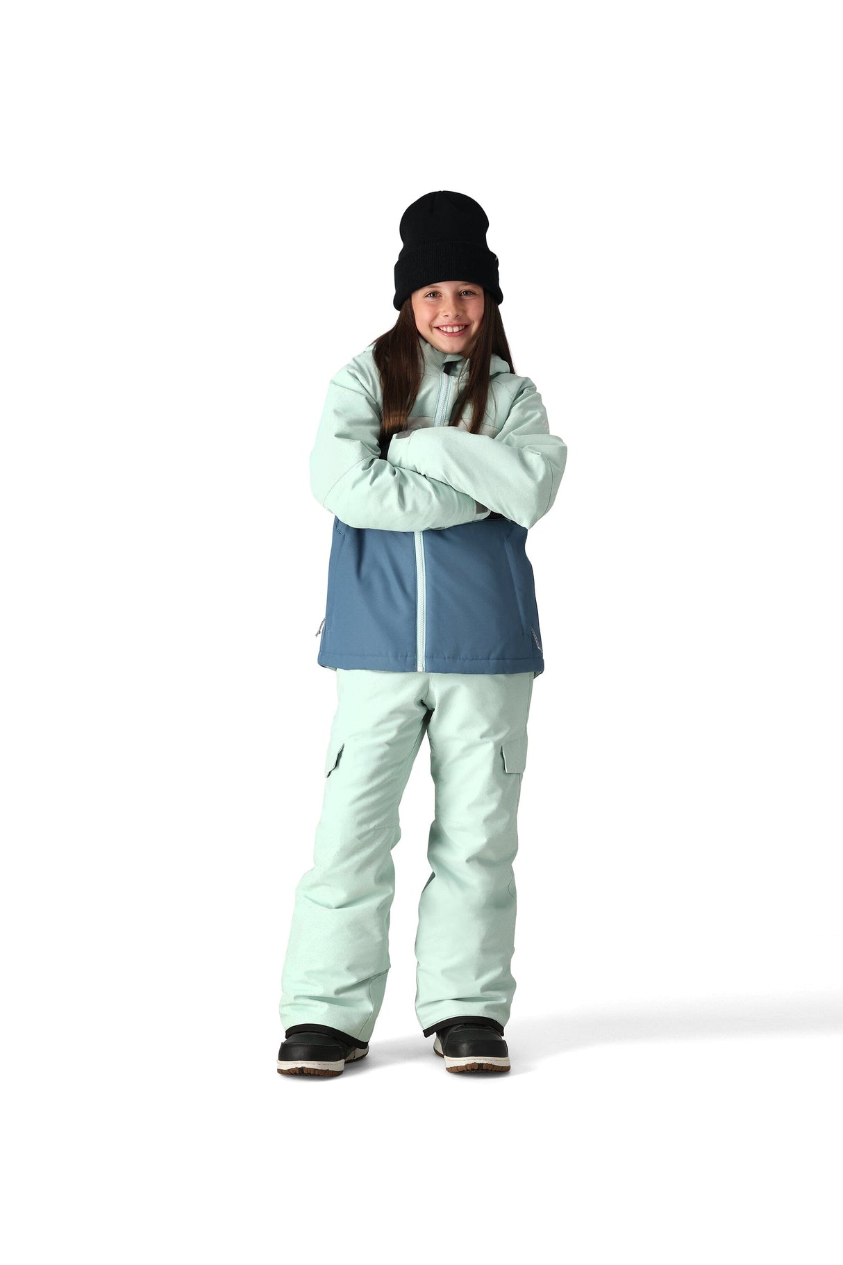 686 Girl's Athena Insulated Snowboard Jacket Seaglass Colourblock 2025 Youth Snow Jackets 686 