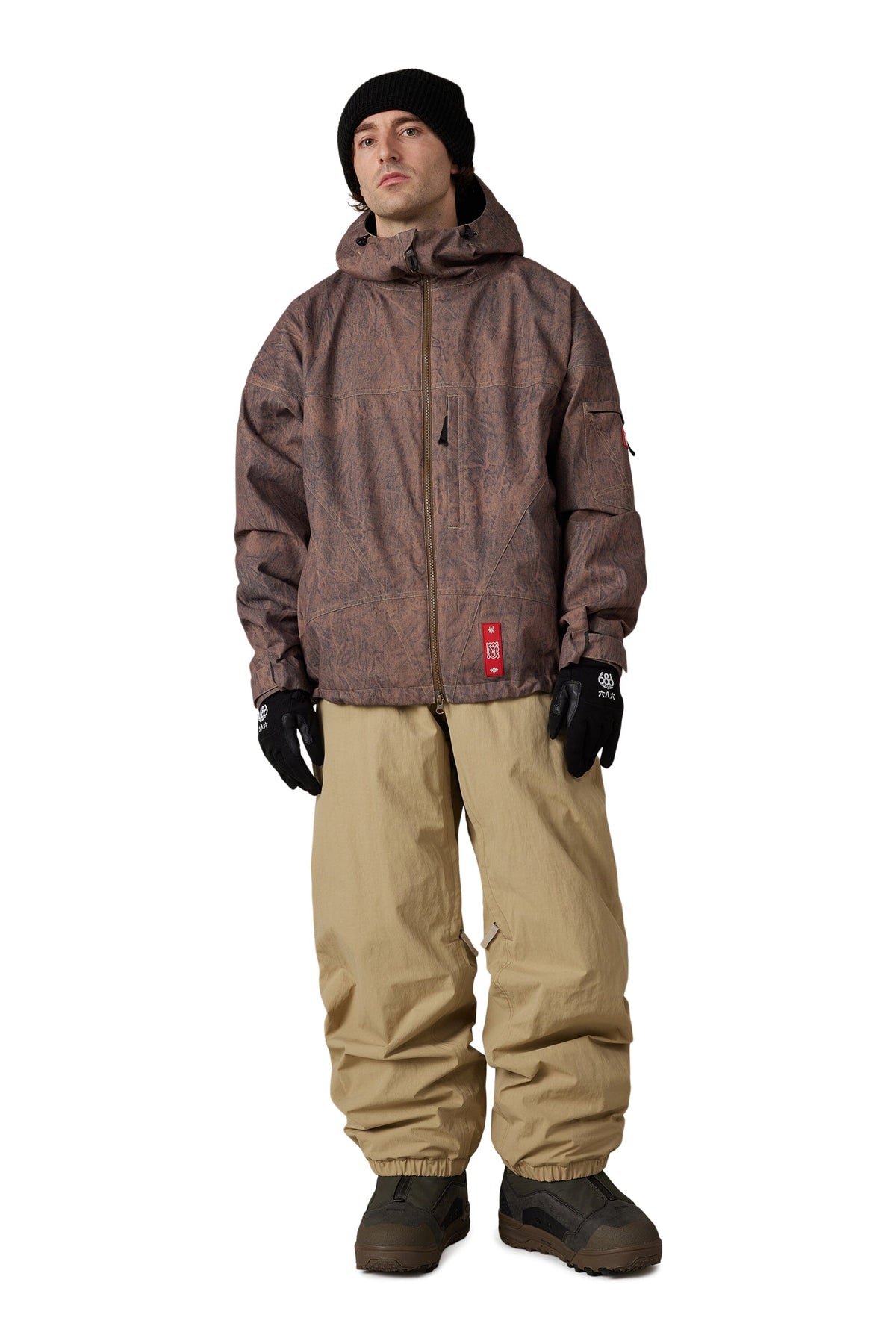 686 Dojo Shell Snow Jacket Brown Crinkle Wash 2027 Men's Snow Jackets 686 