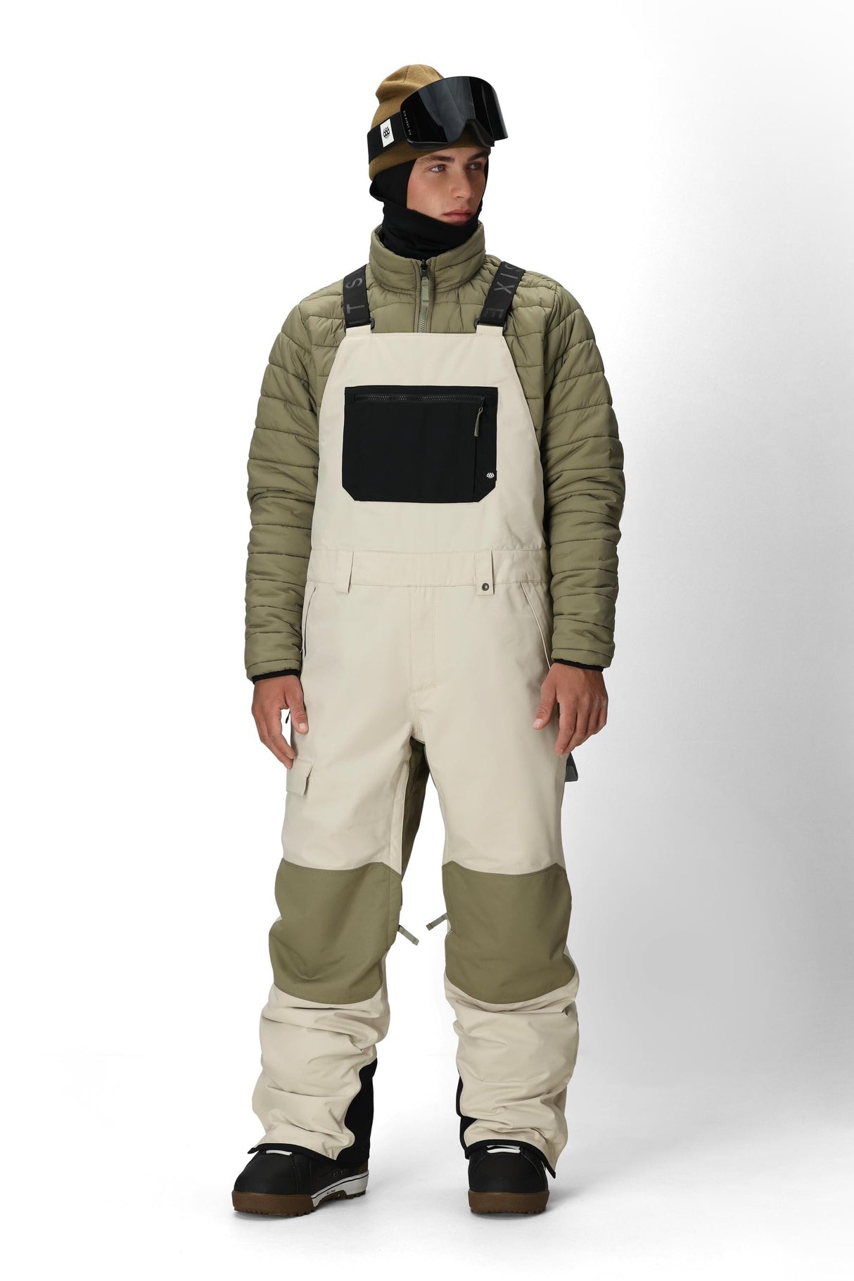 686 Hot Lap Insulated Snowboard Bib Pants Limestone Colorblock 2026 Men's Snow Bib Pants 686 
