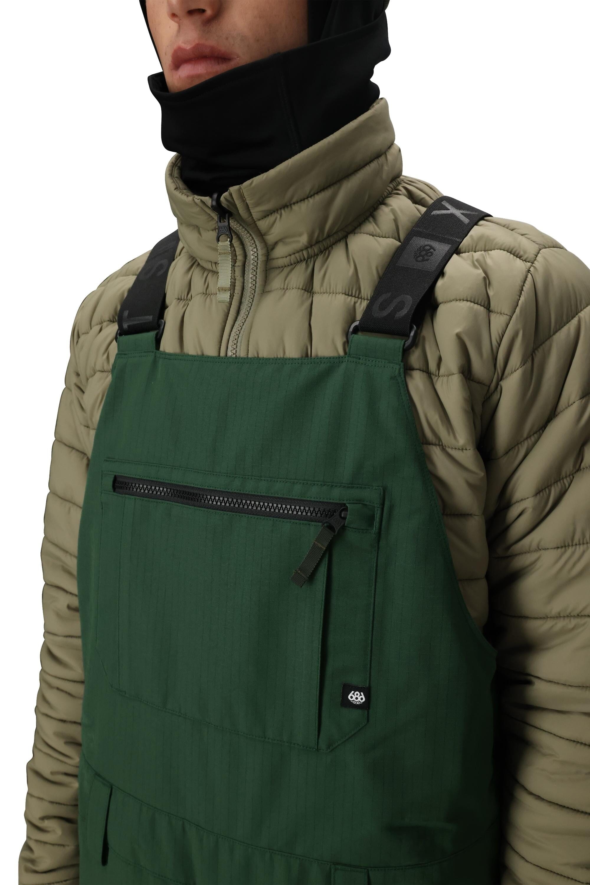 スノーボード 686 HOT LAP INSULATED BIB 686 Hot Lap Insulated Bib Snow Pants Moss Green Ripstop 2026