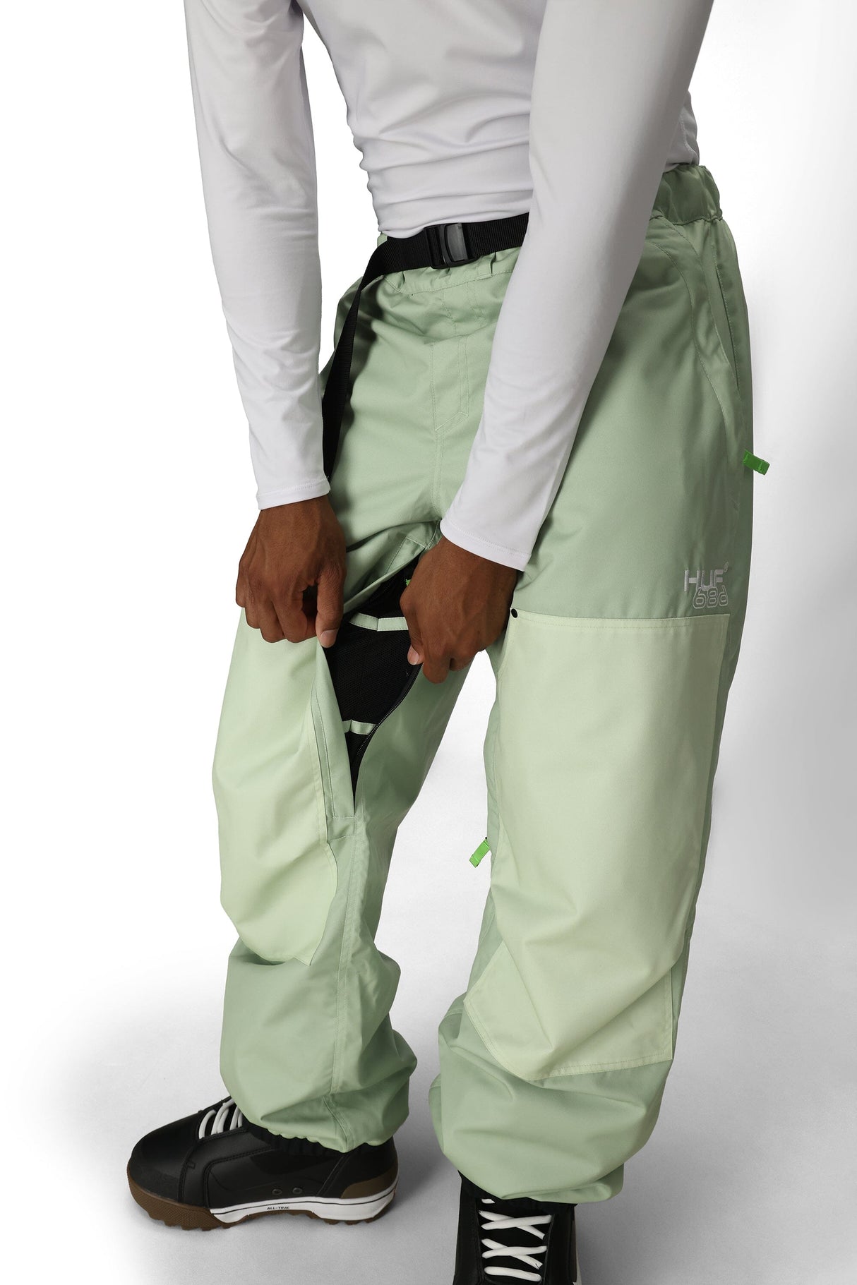 686 HUF Double H Shell Snowboard Pants HUF Green Colorblock 2026 Men's Snow Pants 686 