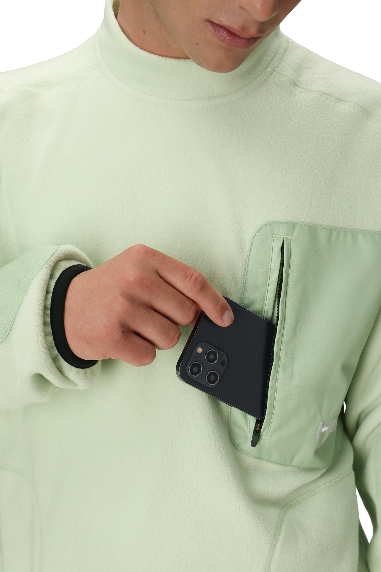 686 HUF Fleece Crewneck HUF Green Colorblock Men's Base Layers 686 