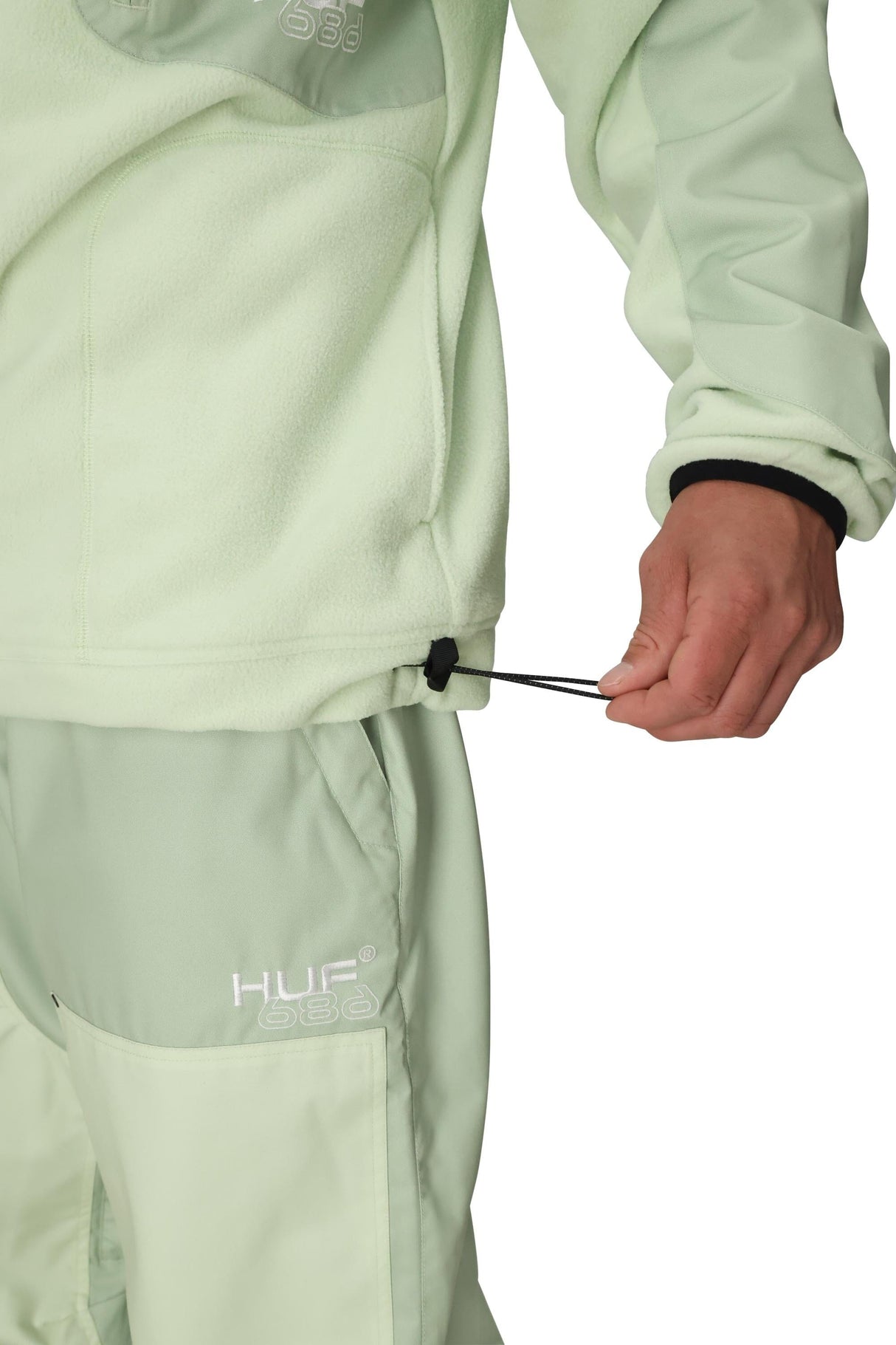 686 HUF Fleece Crewneck HUF Green Colorblock Men's Base Layers 686 