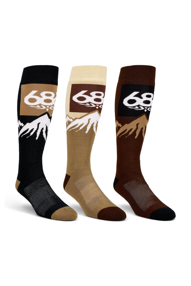 686 Snow Caps Snow Socks 3 Pack Assorted 2 Men's Snowboard Socks 686 