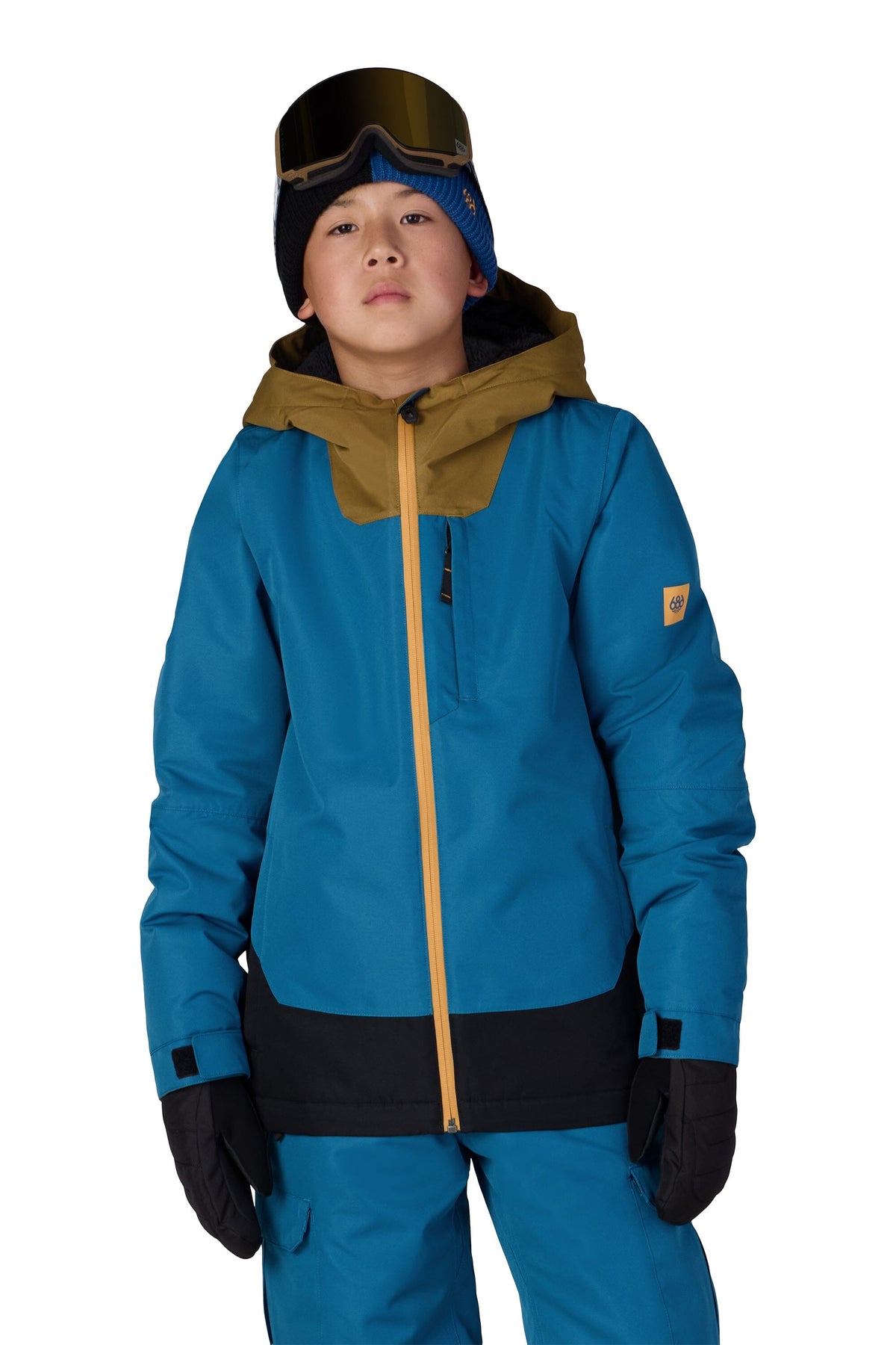 686 Youth Gateway Insulated Snow Jacket Blue Ash Colorblock 2027 Youth Snow Jackets 686 