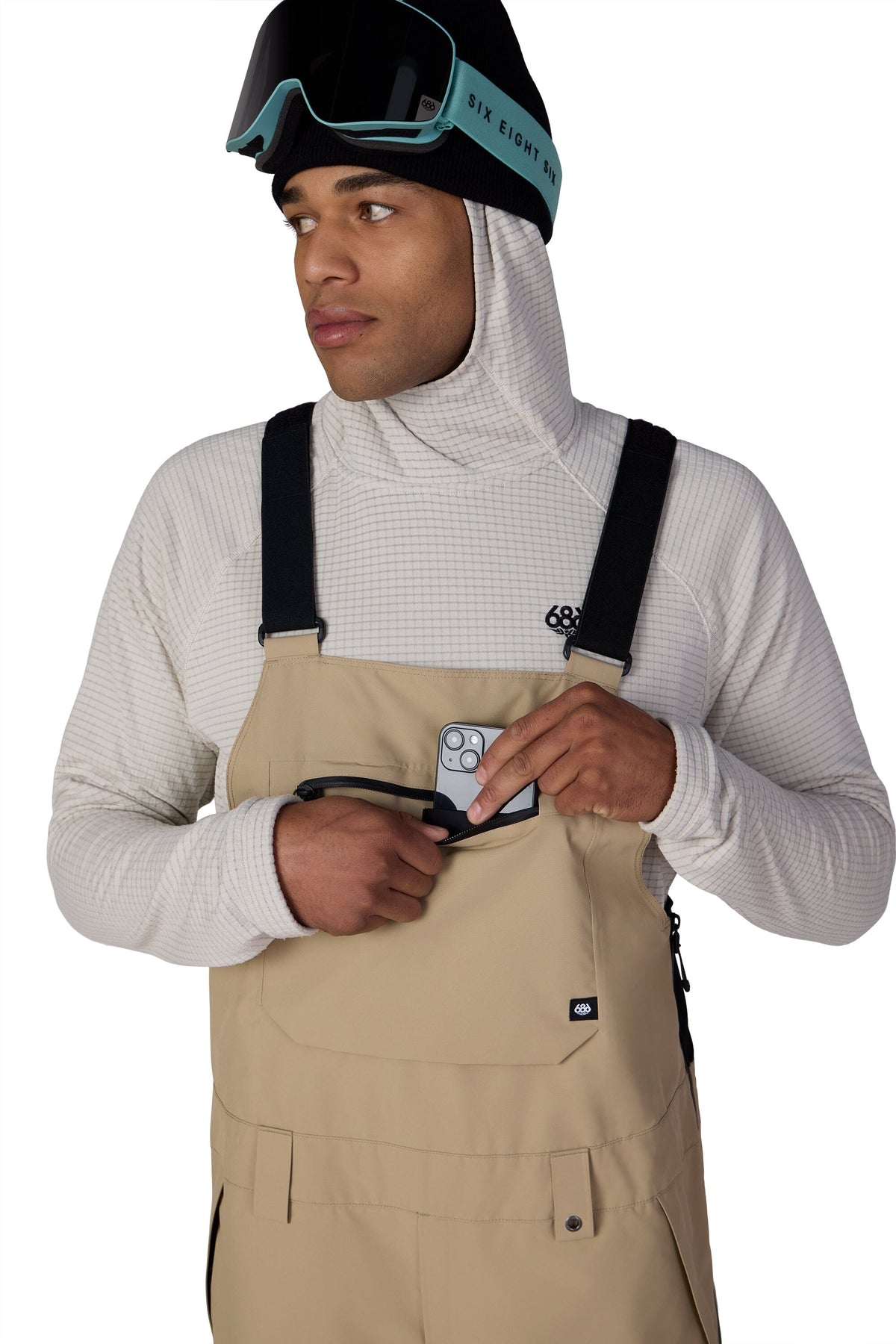 686 Lockup Shell Bib Snow Pants Khaki 2027 Men's Snow Bib Pants 686 
