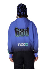 686 Women's Fox Racing Waterproof Crop Pullover Hoodie Fox Alpenglow Blue Women's Pullover Hoodies 686 