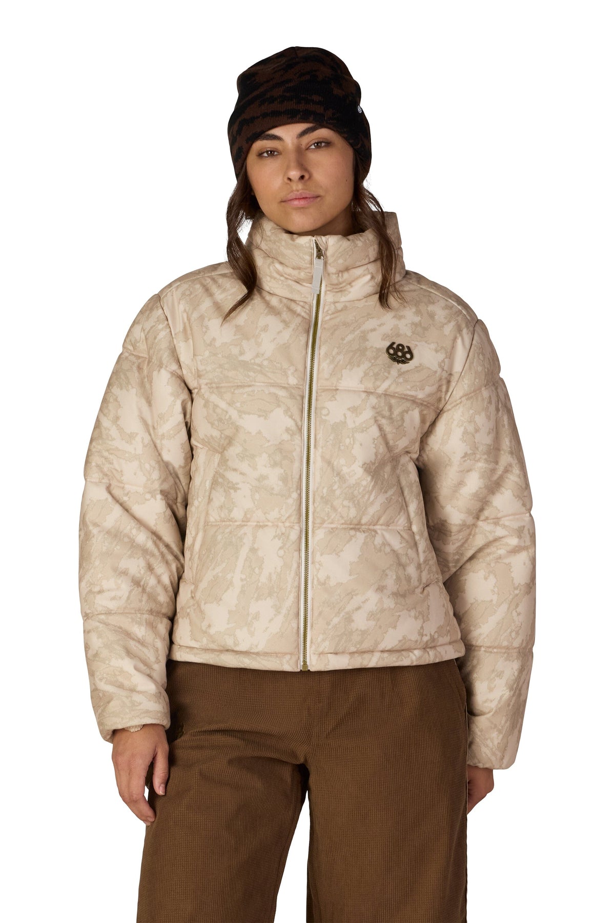 686 Women's Gracious Puffer Jacket Limestone Scratch Camo Women's Street Jackets 686 