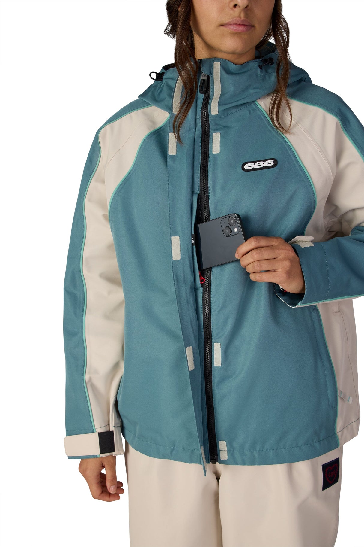 686 Women's Hologram Shell Snow Jacket Pale Firn Colorblock 2027 Women's Snow Jackets 686 