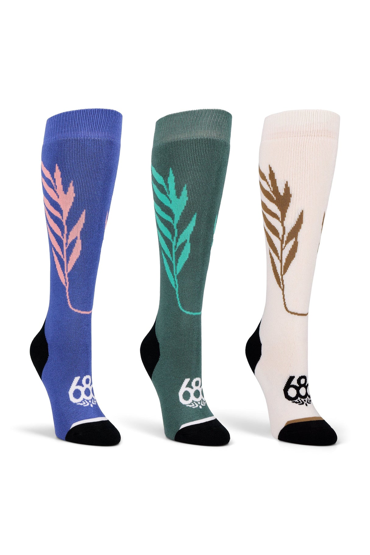 686 Women's Willow Snow Socks 3 Pack Assorted Women's Snowboard Socks 686 