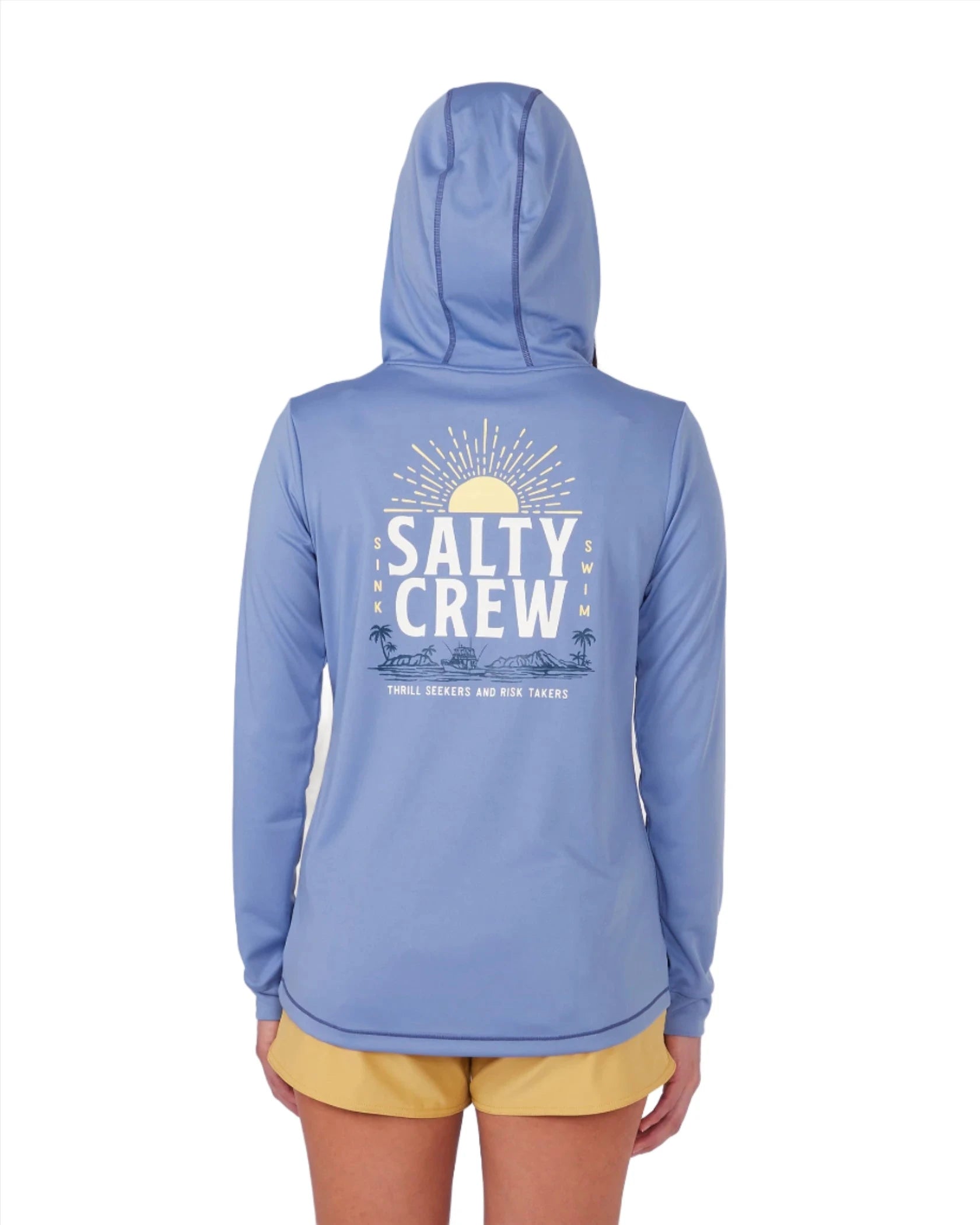 SALTY CREW Women's Cruisin Hooded Sun Shirt Blue Dusk Women's Long Sleeve T-Shirts Salty Crew 