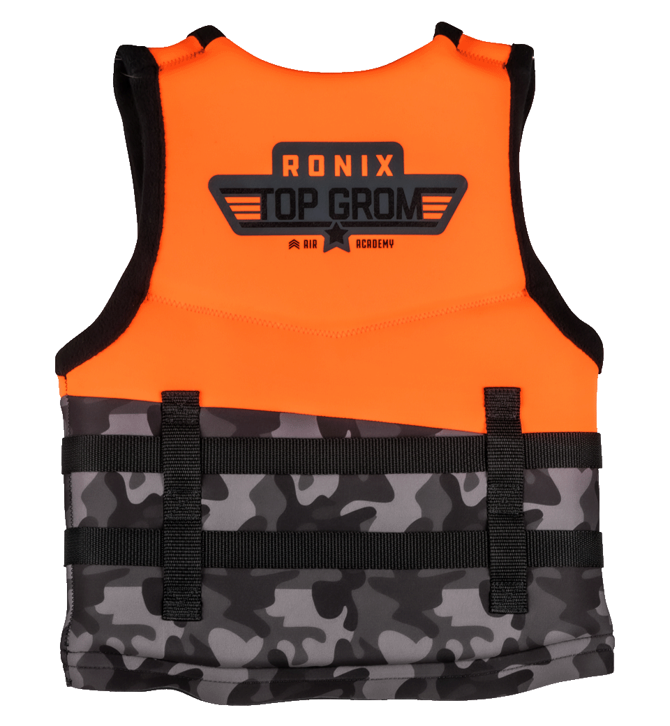 RONIX Youth Top Gram CGA Wake Vest Orange/Black Camo Youth Wake Vests Ronix 