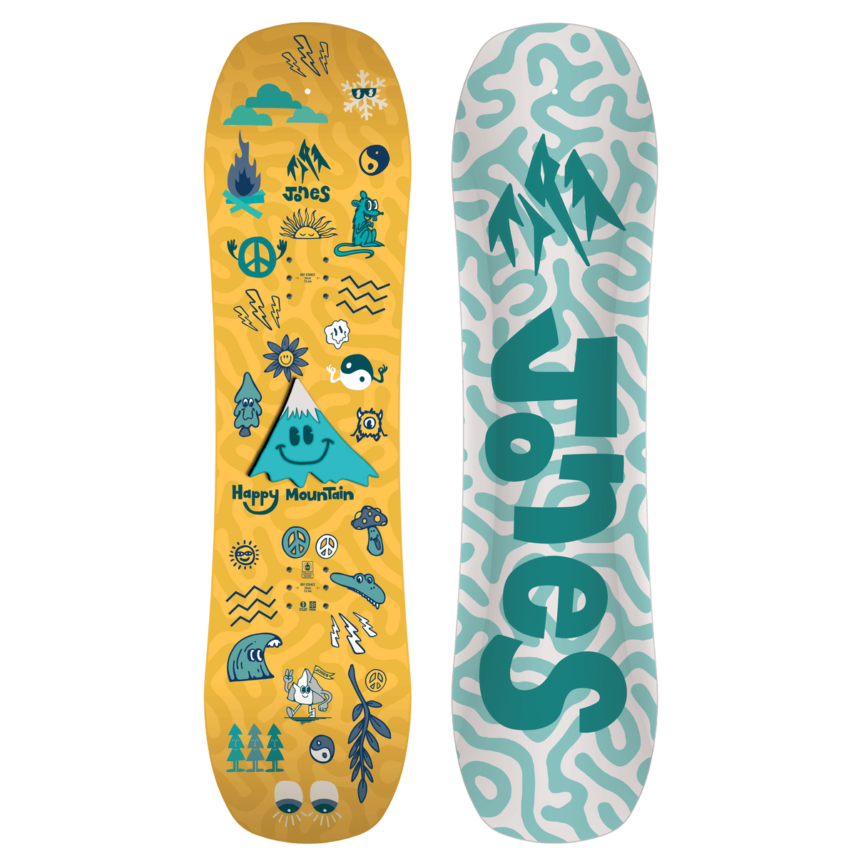 JONES Kids Happy Mountain Snowboard + Bindings Package 2026 Youth Snowboards Jones Snowboards 