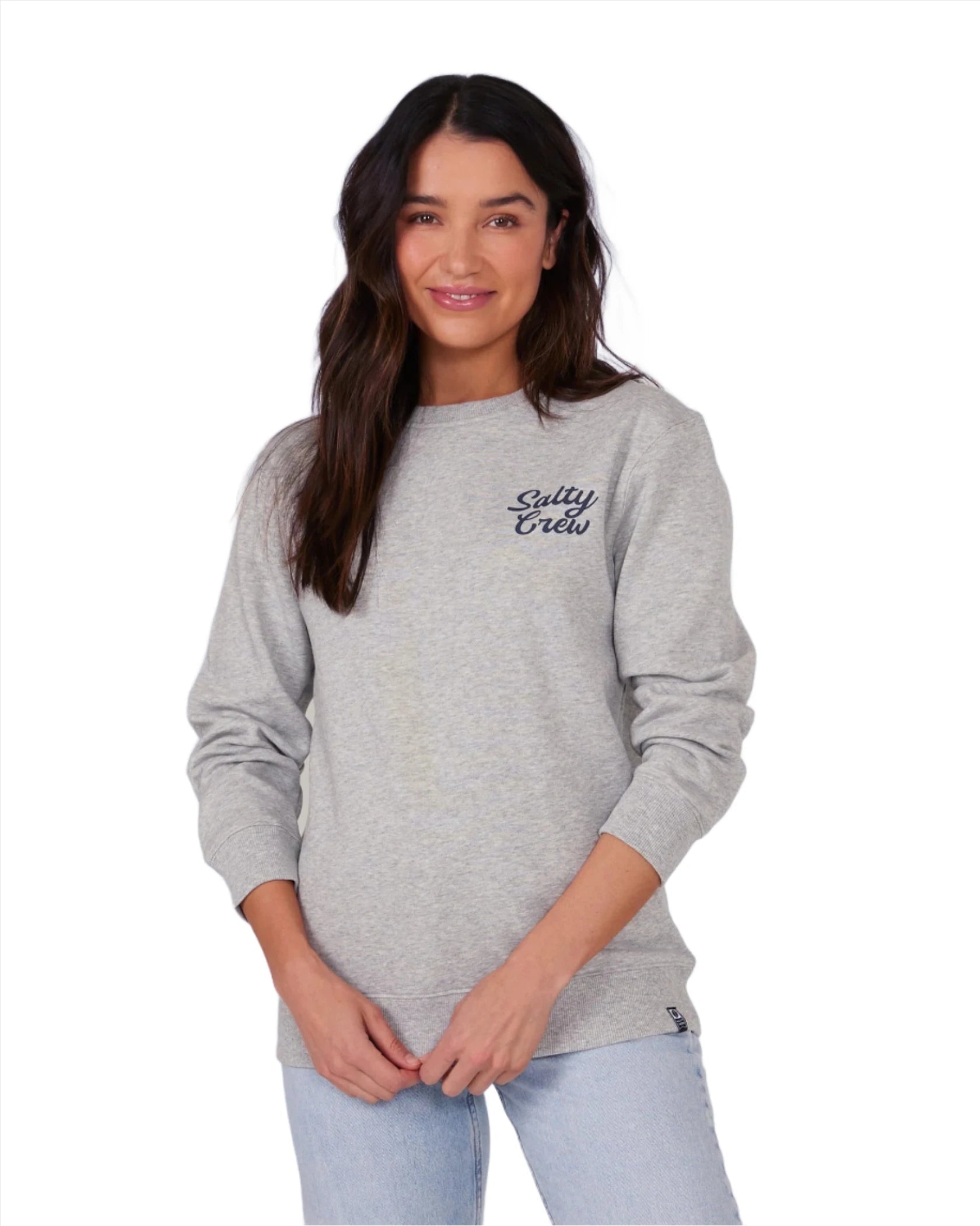 SALTY CREW Women s Jackpot Crewneck Sweater Athletic Heather Freeride Boardshop