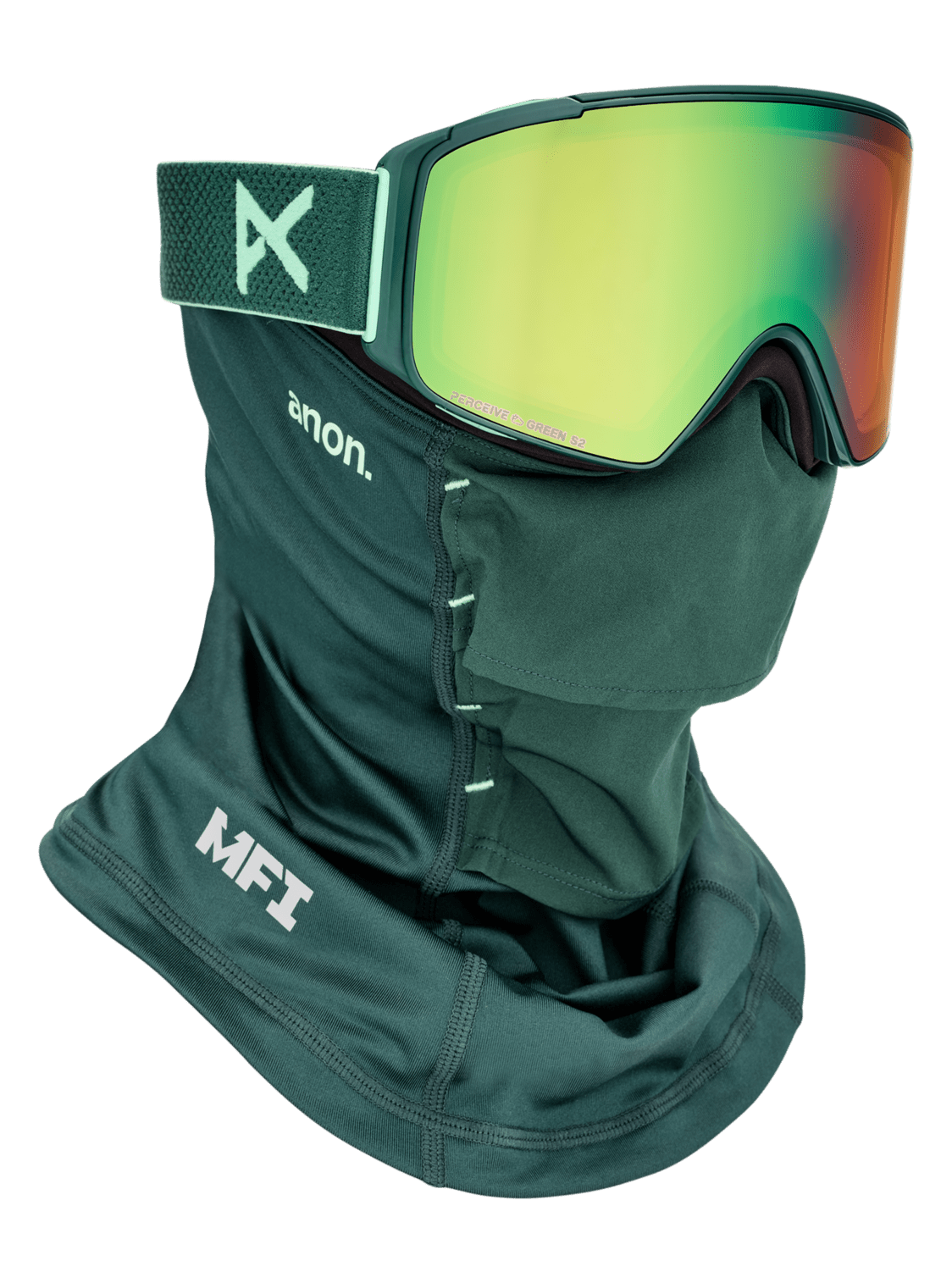 ANON M4 Cylindrical Brunswick Green - Perceive Variable Green + Perceive Cloudy Pink + MFI Facemask Snow Goggles Snow Goggles Anon 