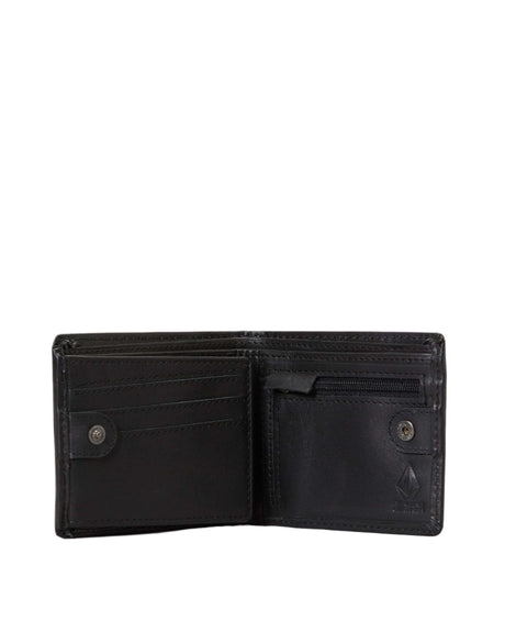 VOLCOM Single Stone Leather Wallet Black Men's Wallets Volcom 