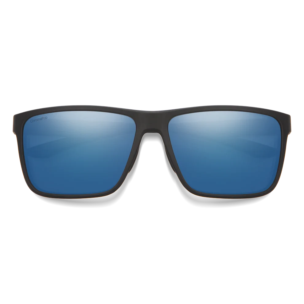 SMITH Riptide Matte Black - ChromaPop Polarized Glass Blue Mirror Sunglasses Smith 