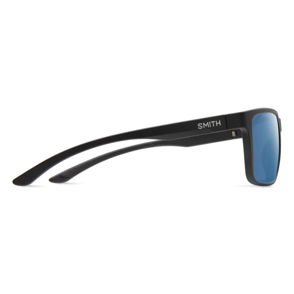 SMITH Riptide Matte Black - ChromaPop Polarized Glass Blue Mirror Sunglasses Smith 