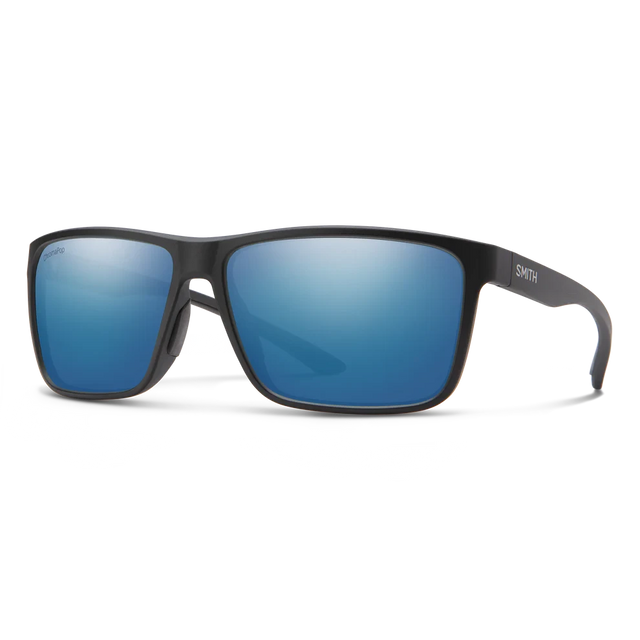 SMITH Riptide Matte Black - ChromaPop Polarized Glass Blue Mirror Sunglasses Smith 