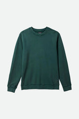 BRIXTON Vintage Reserve Cross Loop French Terry Crew Trekking Green Sol Wash Men's Crewnecks Brixton 