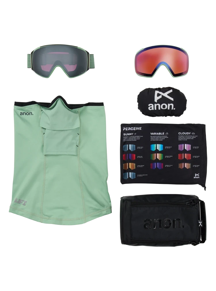 ANON M4S Toric Soft Sage - Perceive Sunny Onyx + Perceive Variable Violet + MFI Face Mask Snow Goggle Snow Goggles Anon 