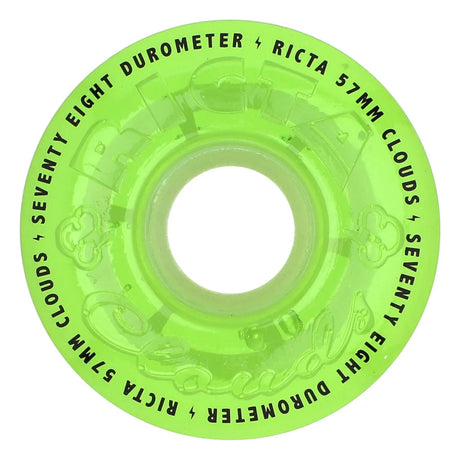 RICTA Clouds Transparent Green Glow In The Dark 78A 57mm Skateboard Wheels Skateboard Wheels Ricta 