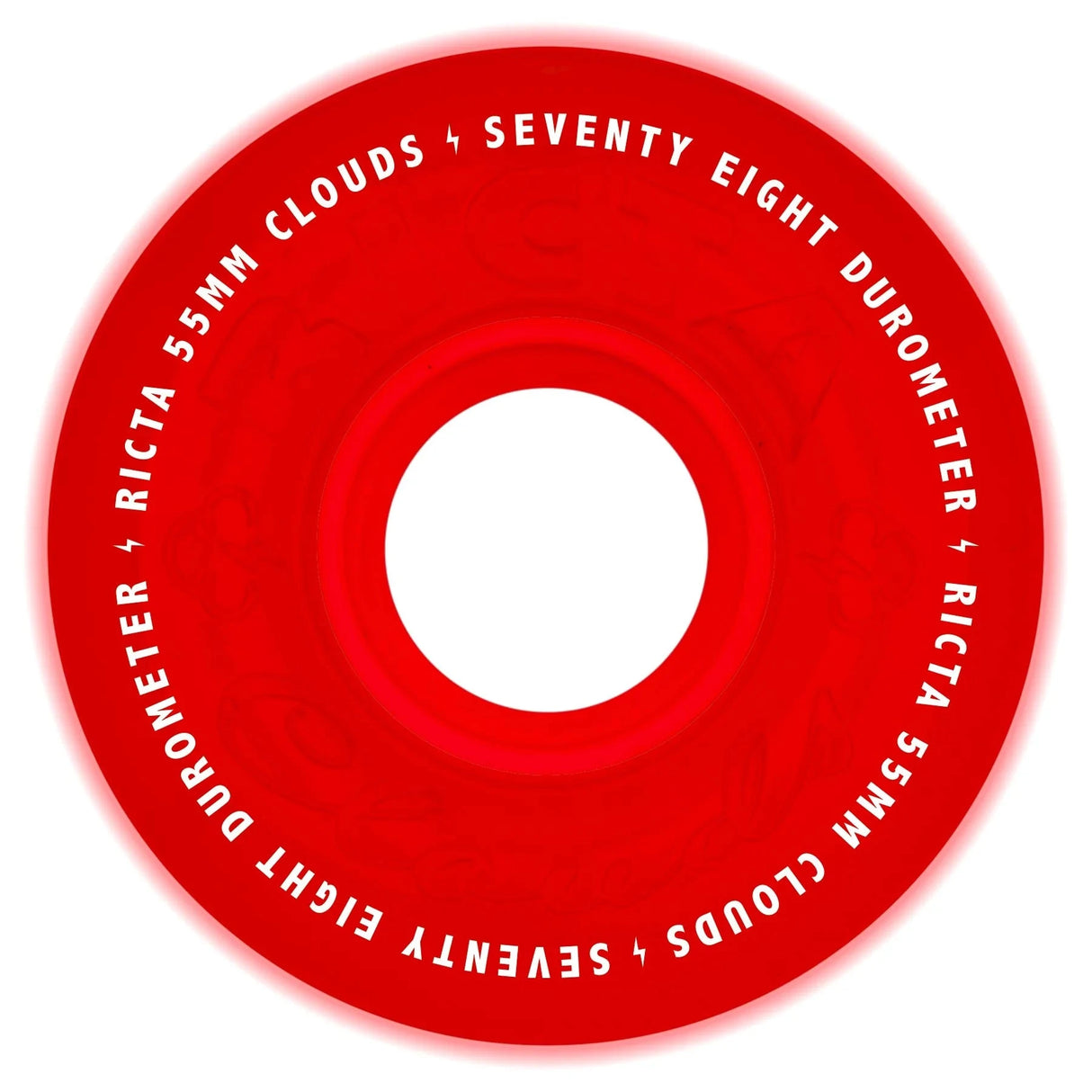RICTA Clouds Red Glow In The Dark 78A 55mm Skateboard Wheels Skateboard Wheels Ricta 