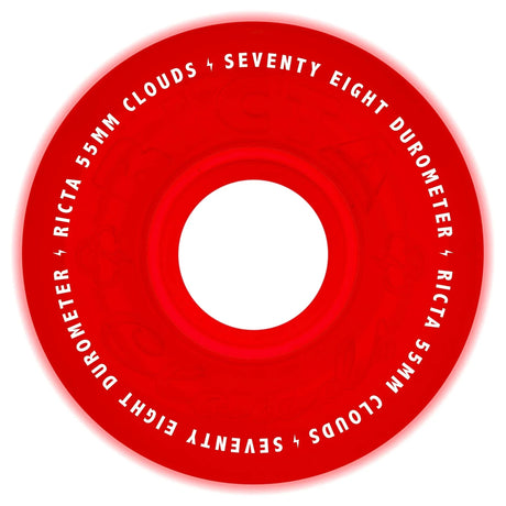 RICTA Clouds Red Glow In The Dark 78A 55mm Skateboard Wheels Skateboard Wheels Ricta 