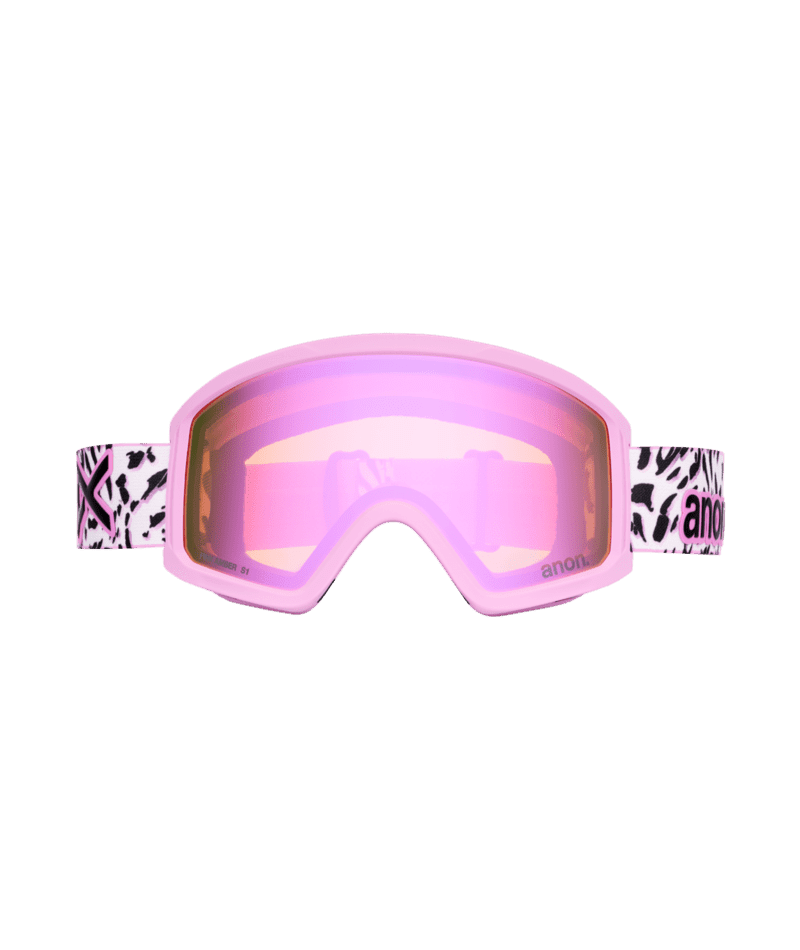 ANON Youth Tracker 2.0 Leopard Pink - Pink Amber + Face MFI Face Mask Snow Goggle Youth Snow Goggles Anon 