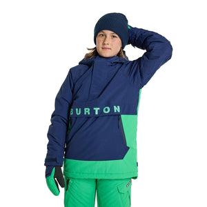 BURTON Kids' Frostner 2L Anorak Snowboard Jacket Dress Blue/Galaxy Green 2024 Youth Snow Jackets Burton 