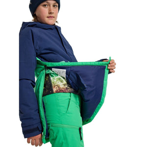 BURTON Kids' Frostner 2L Anorak Snowboard Jacket Dress Blue/Galaxy Green 2024 Youth Snow Jackets Burton 