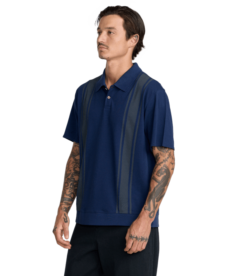 RVCA Ivy League Polo Shirt Moody Blue Men's Polos RVCA 