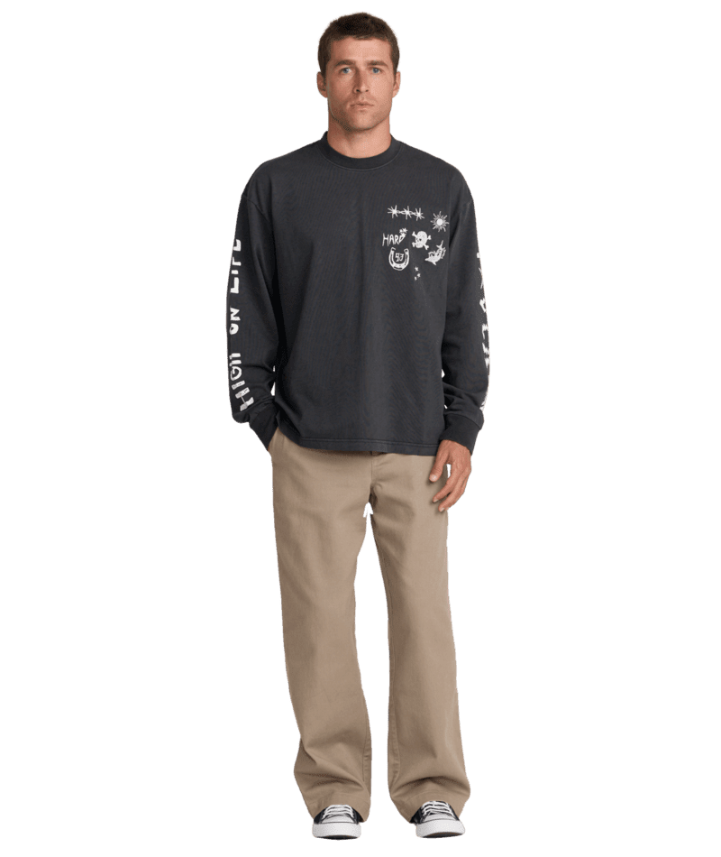 RVCA High On Life Long Sleeve T-Shirt Pirate Black Men's Long Sleeve T-Shirts RVCA 