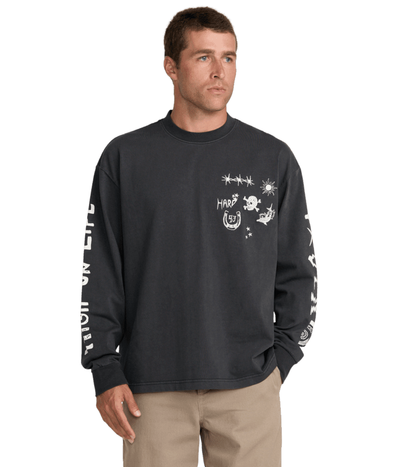 RVCA High On Life Long Sleeve T-Shirt Pirate Black Men's Long Sleeve T-Shirts RVCA 