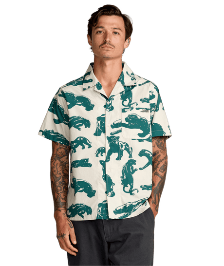 RVCA TJP All Over Short Sleeve Button Up Ceramic Men's Short Sleeve Button Up Shirts RVCA 