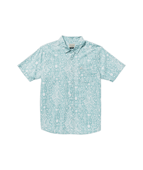 RVCA Jacobs Archive Print Short Sleeve Button Up Blue Haze Men's Short Sleeve Button Up Shirts RVCA 