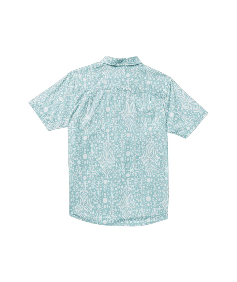 RVCA Jacobs Archive Print Short Sleeve Button Up Blue Haze Men's Short Sleeve Button Up Shirts RVCA 