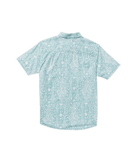 RVCA Jacobs Archive Print Short Sleeve Button Up Blue Haze Men's Short Sleeve Button Up Shirts RVCA 