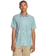 RVCA Jacobs Archive Print Short Sleeve Button Up Blue Haze Men's Short Sleeve Button Up Shirts RVCA 