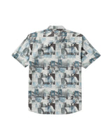 RVCA Kauai Block Print Collage Button Up Shirt Light Blue Men's Short Sleeve Button Up Shirts RVCA 